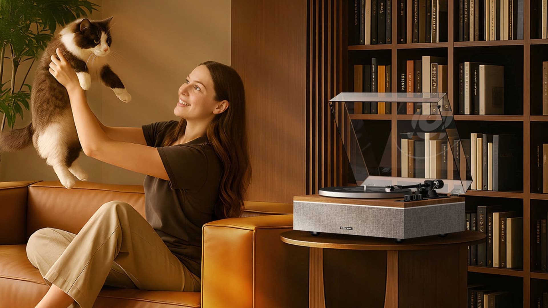 Qlearsoul ONE-S: Vintage All-In-One Turntable with Four Speaker Array