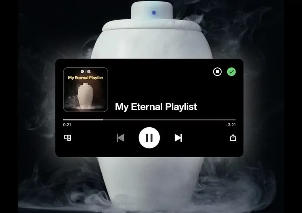 Spotify and Liquid Death Launch Eternal Playlist Urn Bluetooth Speaker Shaped Like a Funeral Urn