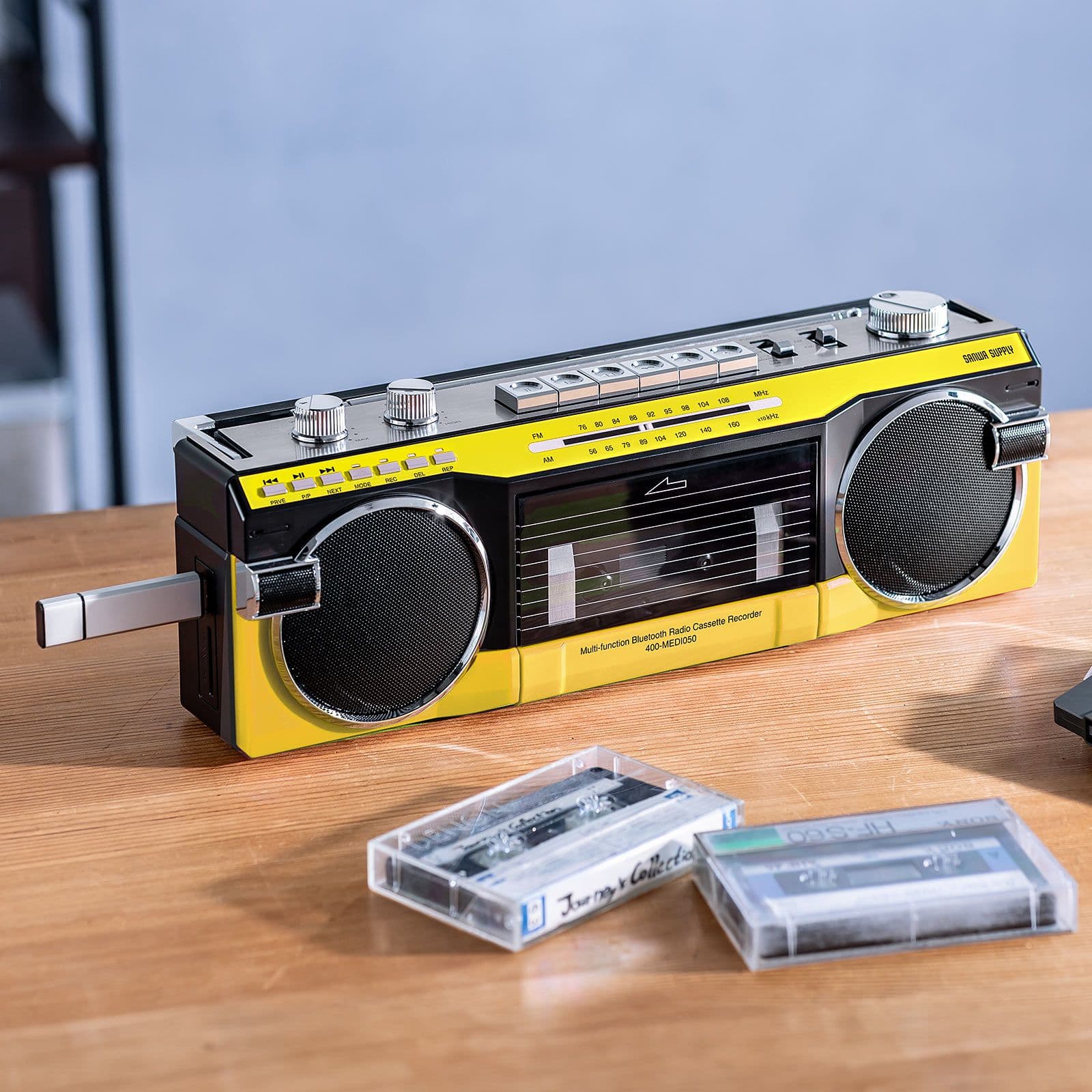 New Colors for the 80s-Style Bluetooth Boombox: Blue and Yellow