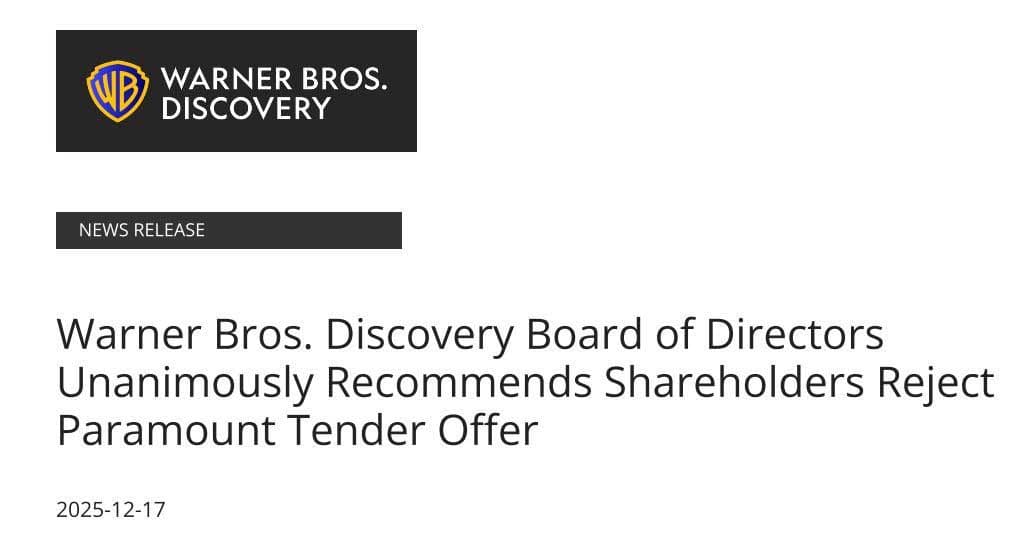 Warner Bros. Discovery Advises Against Paramount's Acquisition Proposal