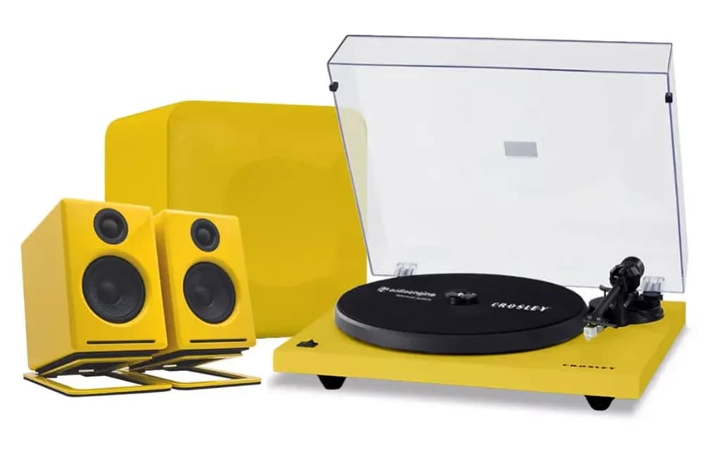 Audioengine A2+ Limoncello Yellow Limited Edition Desktop Speakers Debut with Matching S6 Subwoofer and Crosley C6 Turntable