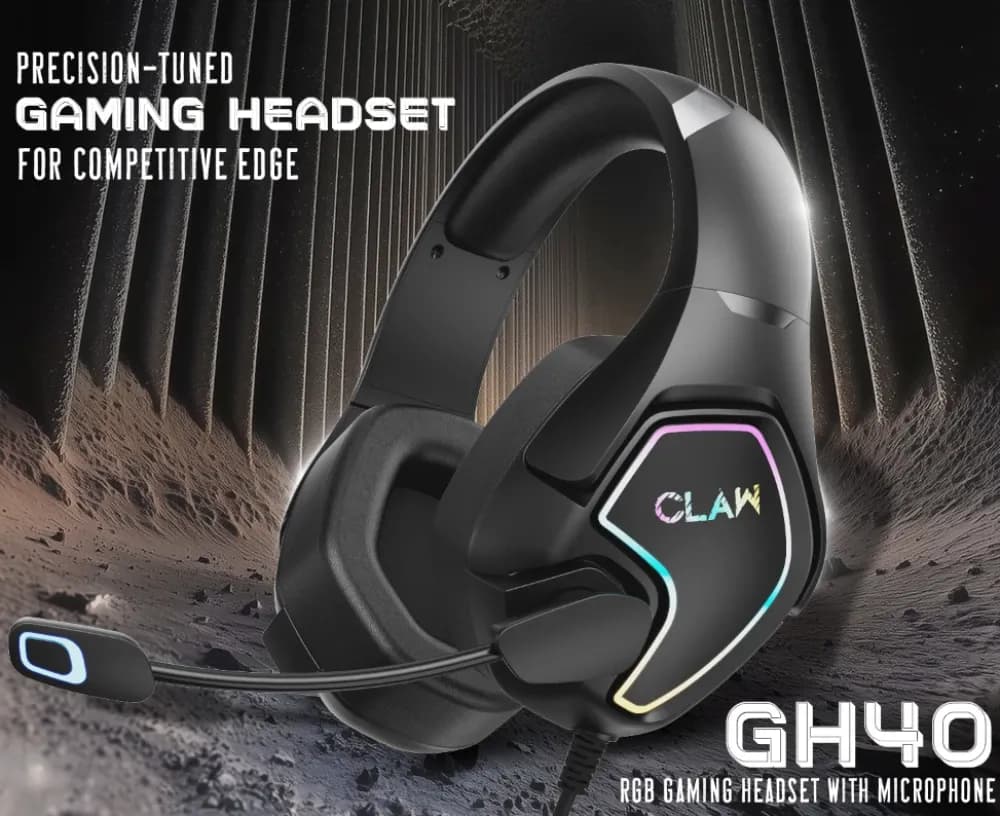 CLAW GH40 Gaming Headset with 50mm Drivers and RGB Lighting