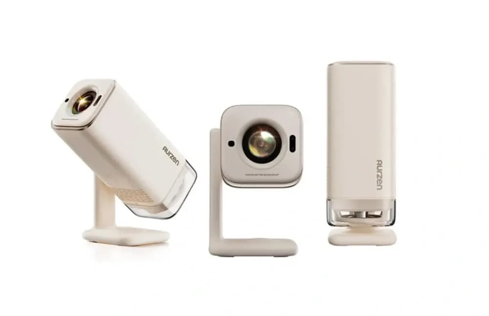 Aurzen BOOM Air: Portable Projector with Google TV for Ultimate Home Cinema Experience.