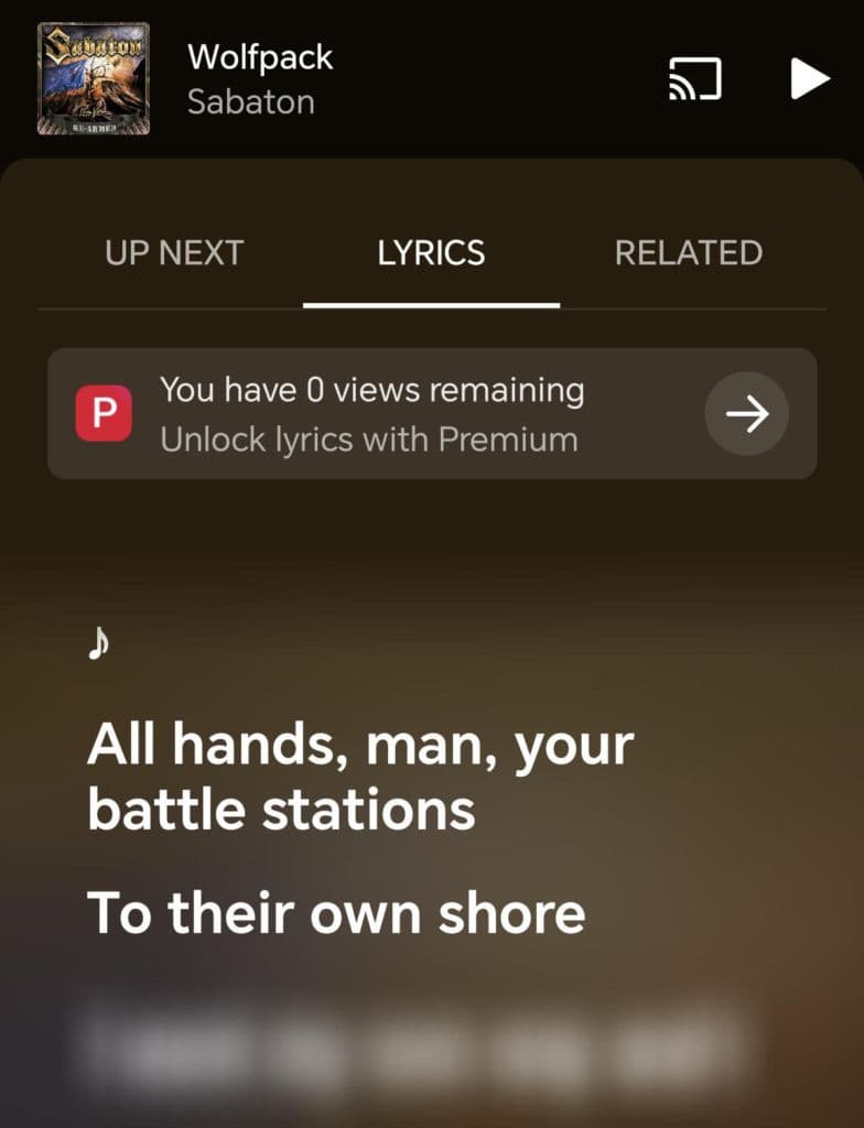 YouTube Music introduces limitations on lyric access for free users
