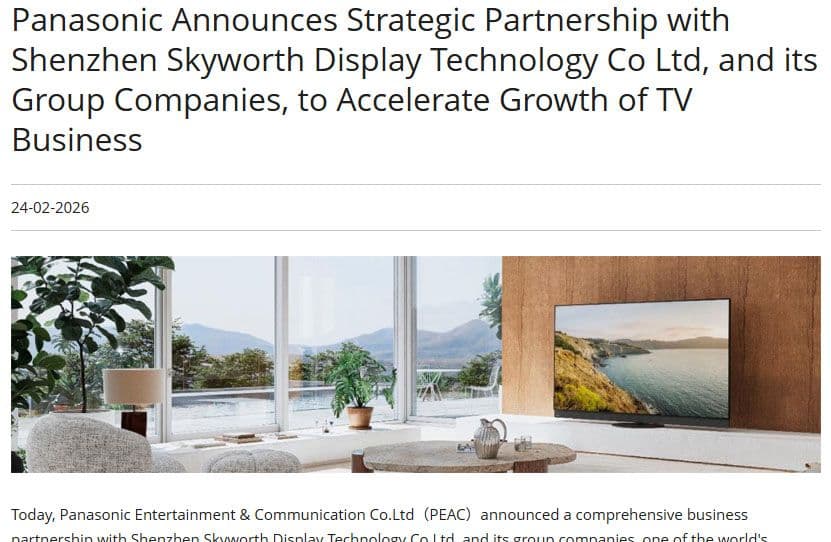 Panasonic kooperiert mit Skyworth, um den europäischen TV-Vertrieb anzuführen und gemeinsam OLED-Flaggschiffmodelle zu entwickeln