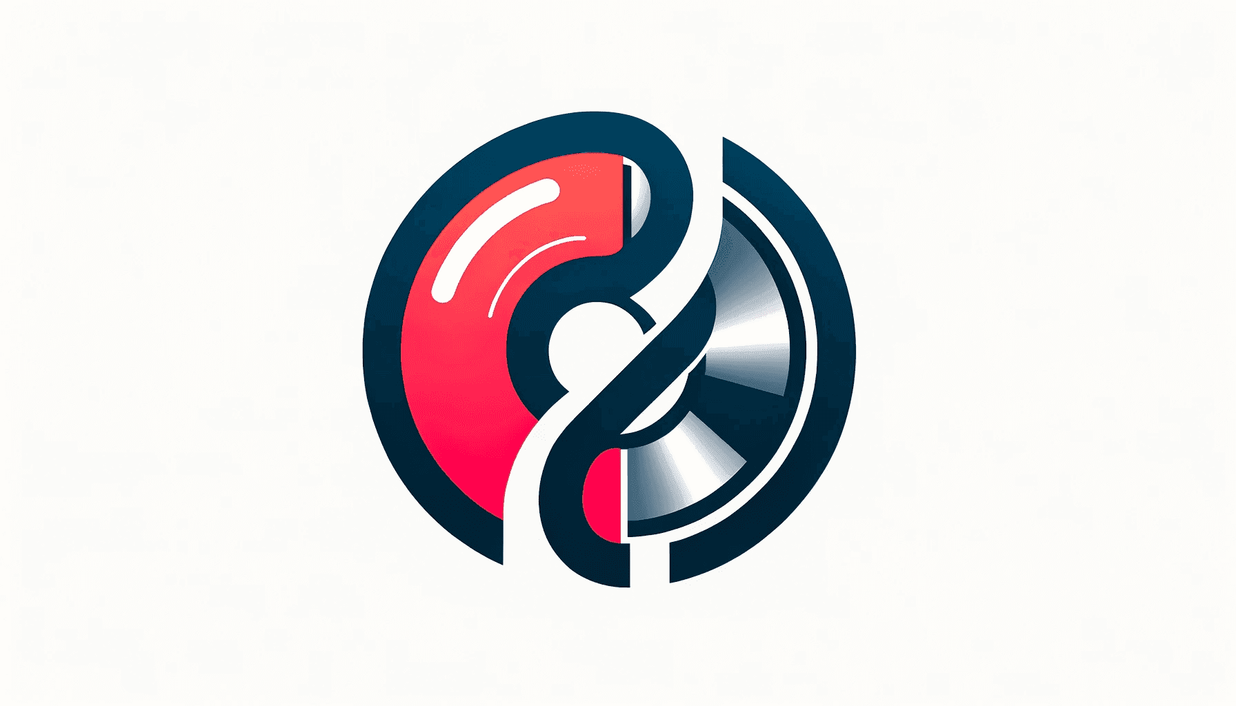 Design of a combined logo where the SACD logo seamlessly transitions to the CD logo with a bold question mark acting as the bridge between them