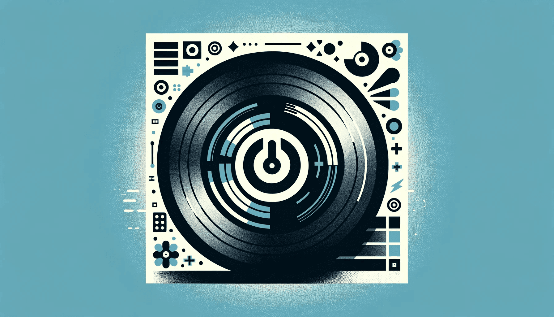 a classic vinyl record with a subtle theme of power