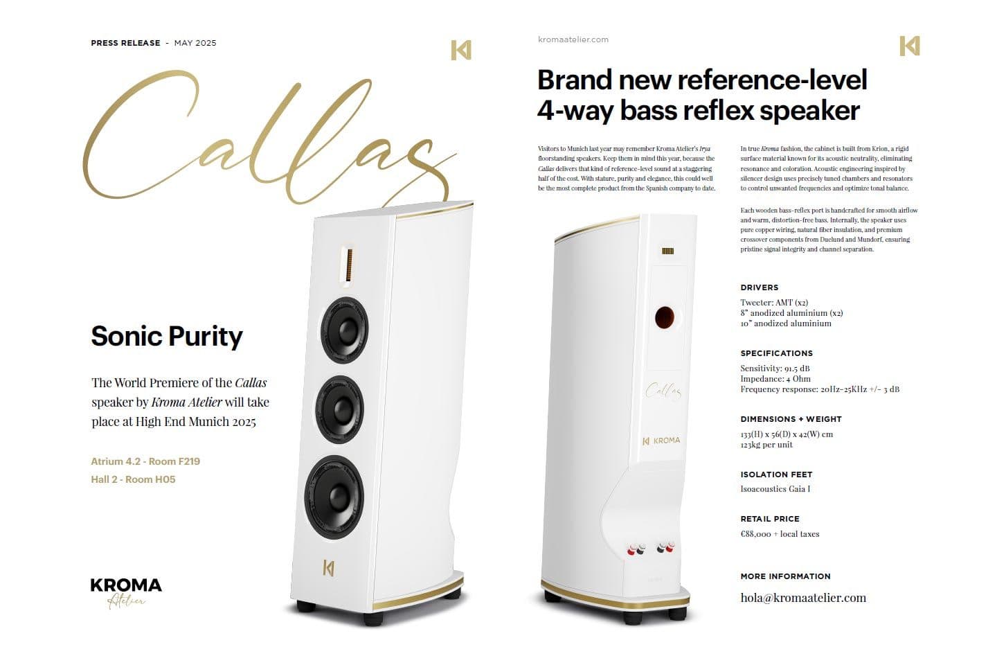 Kroma Atelier Unveils the Callas Speaker at High End Show 2025