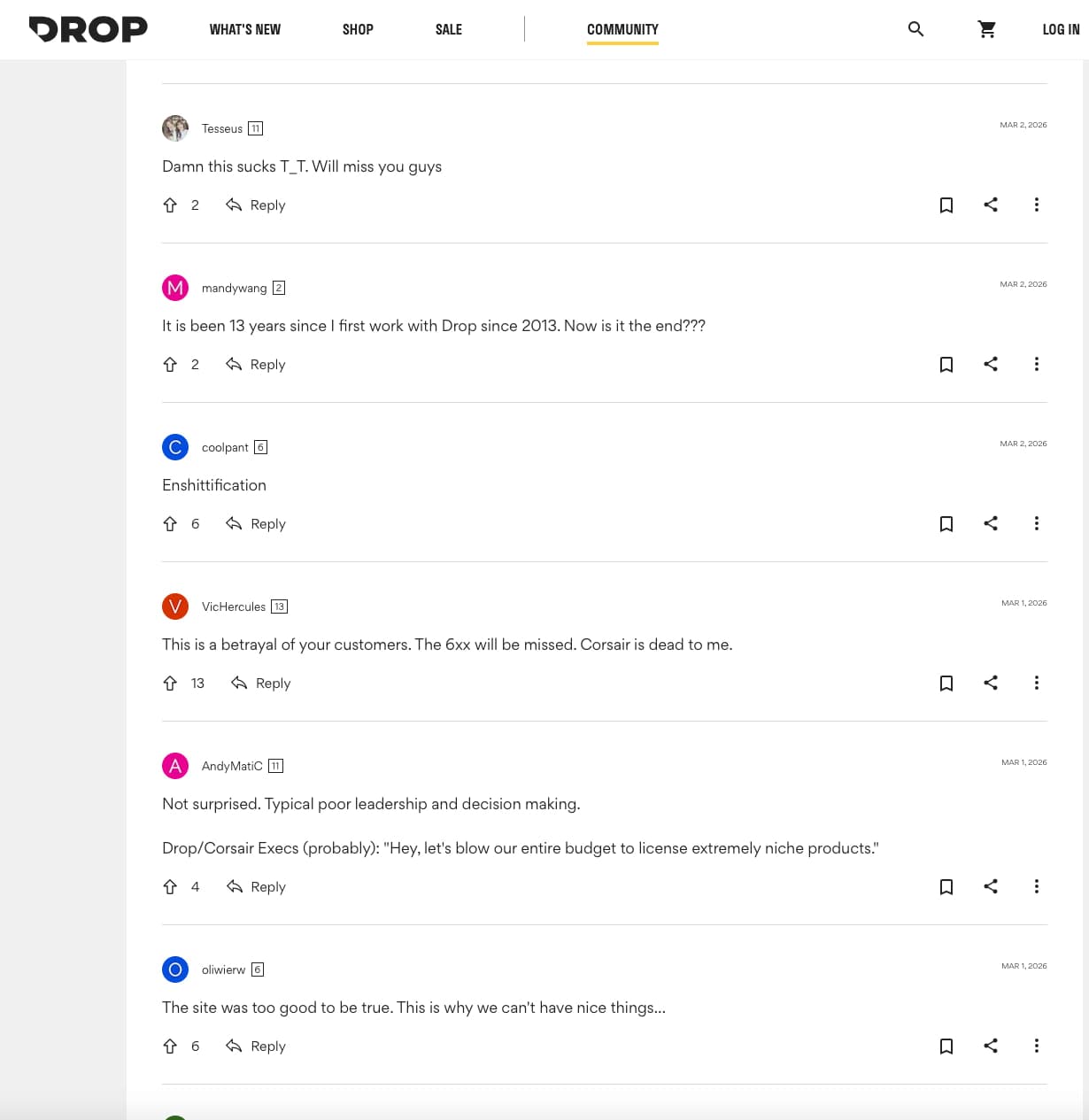 Drop to Shut Down Standalone Store on March 31, Ending the Massdrop Community Buying Model After Corsair Acquisition